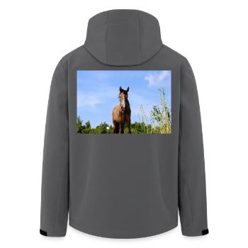 Affiche Cheval Cheval - Veste softshell homme en polyester recyclé Stanley/Stella - noir - Dos - AI Model Male 185 light (185cm)