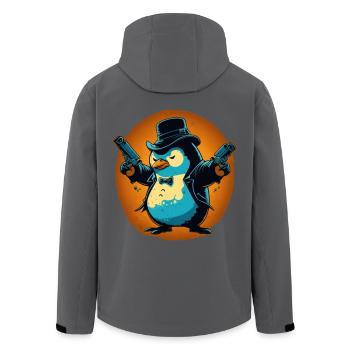 Pinguin mit Pistolen und Hut - Recycelte Männer Softshell-Jacke von Stanley/Stella - Schwarz - Hinten - AI Model Male 185 light (185cm)