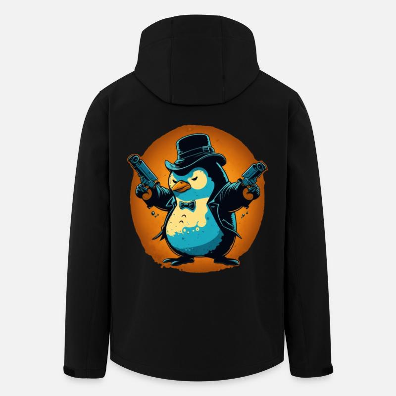 Penguin with pistols and hat - Men’s Recycled Softshell Jacket by Stanley/Stella - black