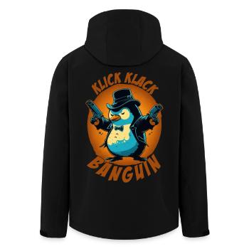 Klick klack Panguin Pinguin mit Pistolen - Recycelte Männer Softshell-Jacke von Stanley/Stella - Schwarz - Hinten - AI Model Male 185 light (185cm)