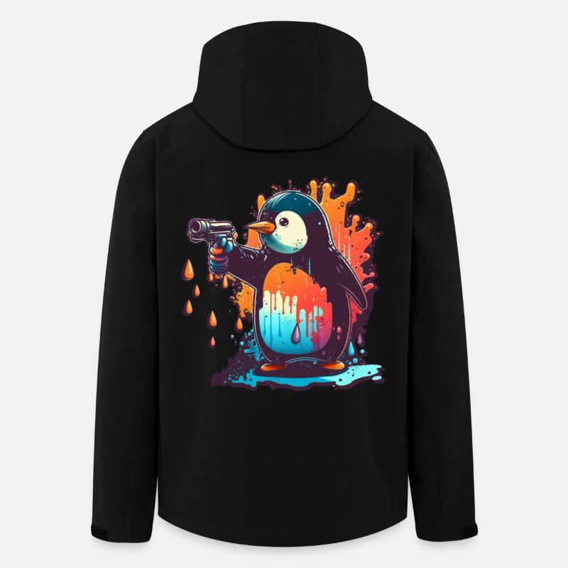 Pingouin avec kolt effiloché - Veste softshell homme en polyester recyclé Stanley/Stella - noir