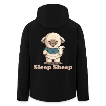 Schlaf Schaf mit Kuscheltier - Recycelte Männer Softshell-Jacke von Stanley/Stella - Schwarz - Hinten - AI Model Male 185 light (185cm)
