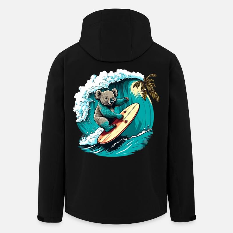 Koala s’amuse à surfer - Veste softshell homme en polyester recyclé Stanley/Stella - noir