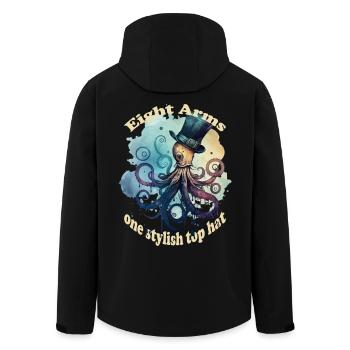 Acht Arme ein stylisher Hut Krake - Recycelte Männer Softshell-Jacke von Stanley/Stella - Schwarz - Hinten - AI Model Male 185 light (185cm)