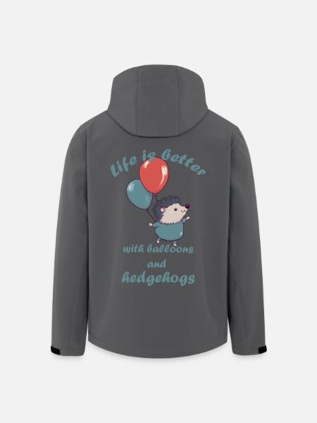 Petit hérisson avec ballons et lettrage - Veste softshell homme en polyester recyclé Stanley/Stella - noir
