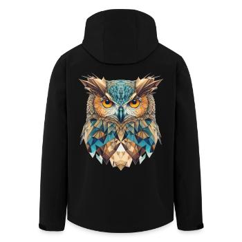 Geometrischer Eulenkopf - Recycelte Männer Softshell-Jacke von Stanley/Stella - Schwarz - Hinten - AI Model Male 185 light (185cm)