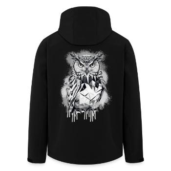 Hibou géométrique - Veste softshell homme en polyester recyclé Stanley/Stella - noir - Dos - AI Model Male 185 light (185cm)
