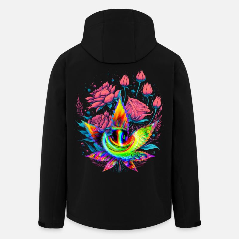 Psychedelic cannabis leaf with dragon eye - Men’s Recycled Softshell Jacket by Stanley/Stella - black