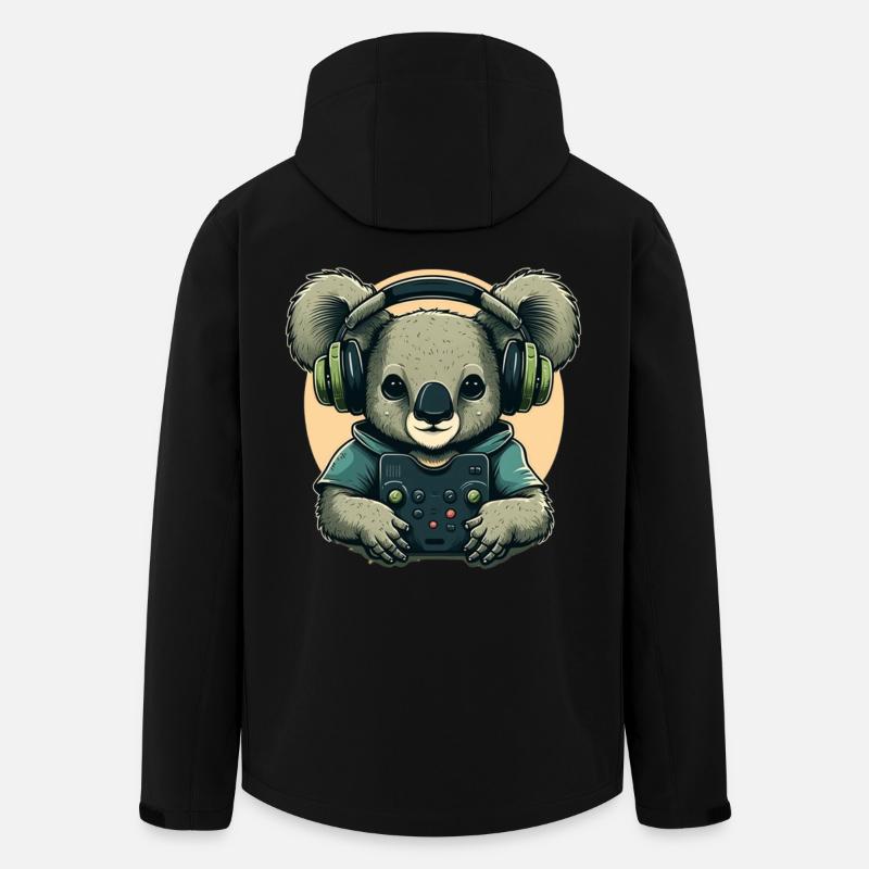 Koala bear with Walkman - Men’s Recycled Softshell Jacket by Stanley/Stella - black