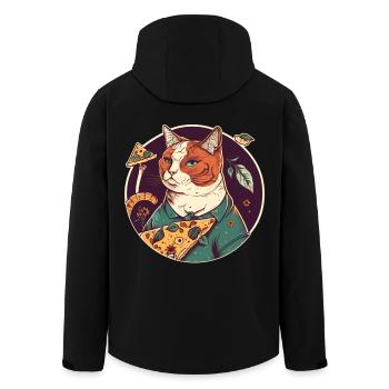 chat avec des tranches de pizza - Veste softshell homme en polyester recyclé Stanley/Stella - noir - Dos - AI Model Male 185 light (185cm)