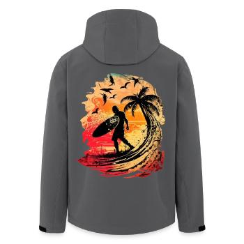 Surfeur occasionnel au lever du soleil sous les palmiers - Veste softshell homme en polyester recyclé Stanley/Stella - noir - Dos - AI Model Male 185 light (185cm)