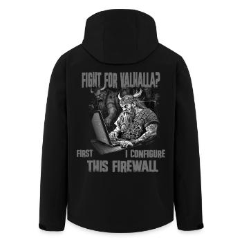 Firewall first Viking programmer black and white - Men’s Recycled Softshell Jacket by Stanley/Stella - black - Back - AI Model Male 185 light (185cm)