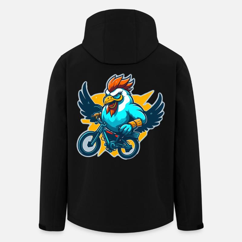 Hahn mit Fahrrad - Recycelte Männer Softshell-Jacke von Stanley/Stella - Schwarz