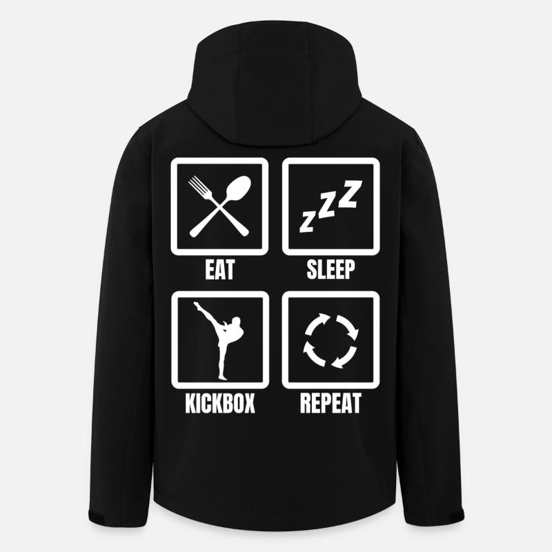 Eat Sleep Kickbox Repeat - Recycelte Männer Softshell-Jacke von Stanley/Stella - Schwarz