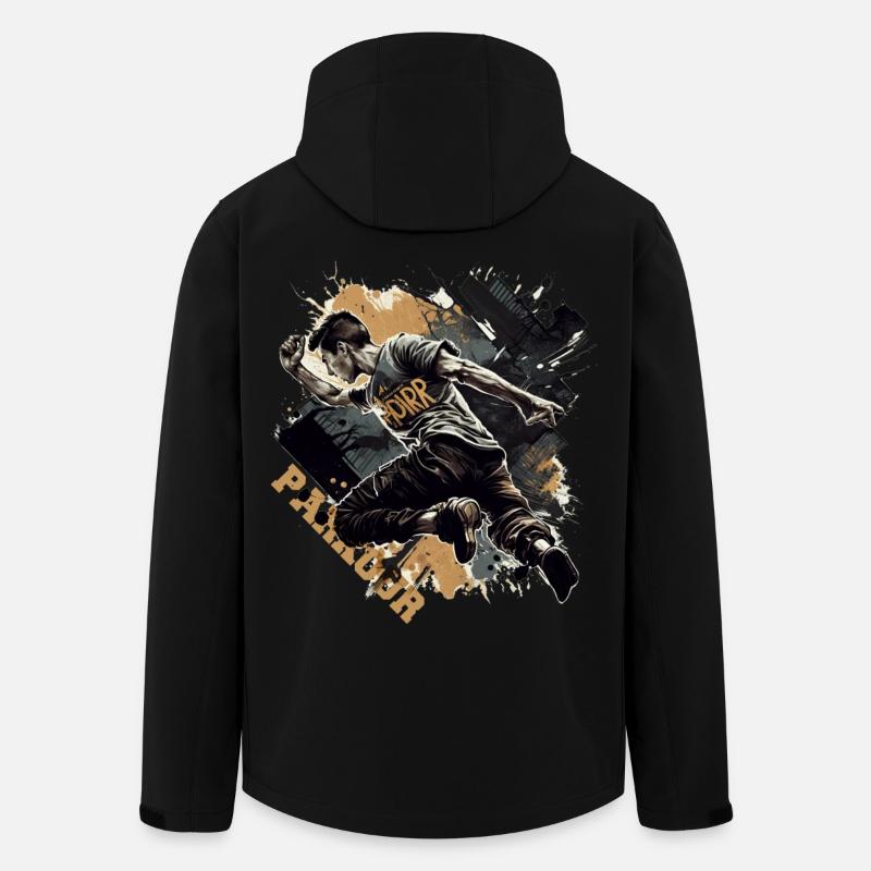 Coureurs de parkour avec lettrage - Veste softshell homme en polyester recyclé Stanley/Stella - noir