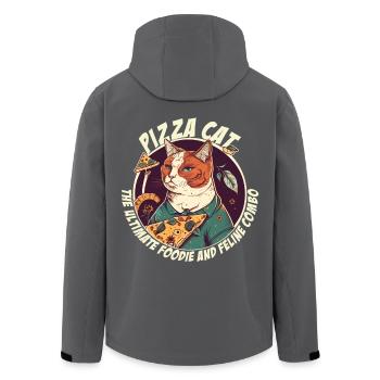 Chat avec des tranches de pizza - Veste softshell homme en polyester recyclé Stanley/Stella - noir - Dos - AI Model Male 185 light (185cm)