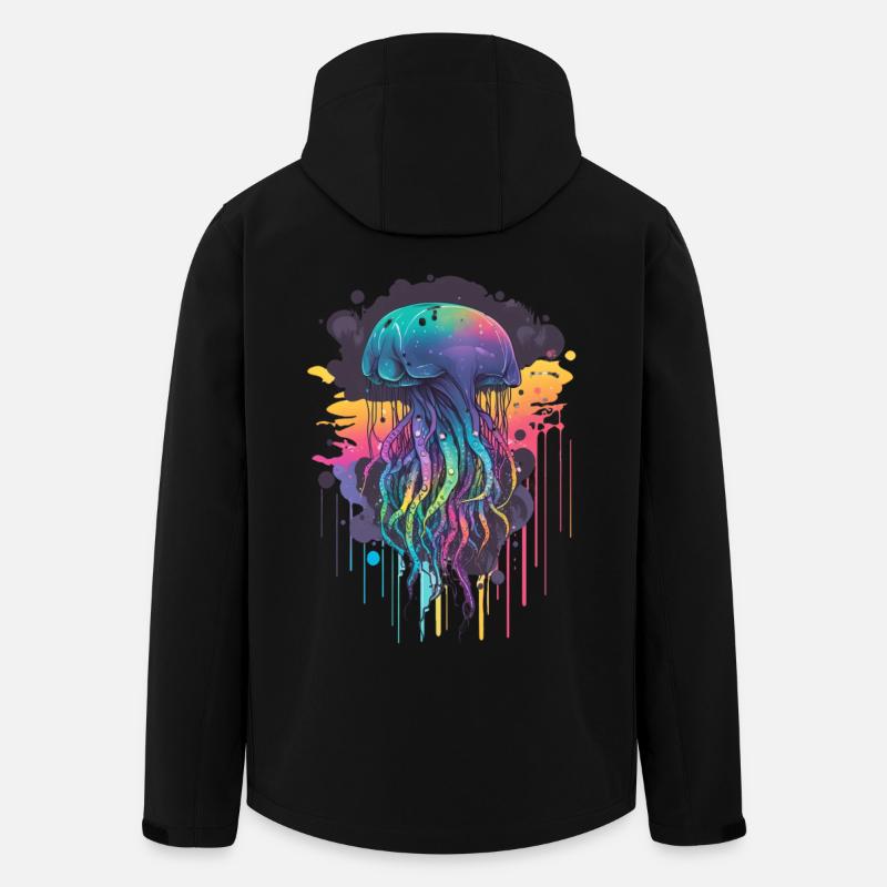 Bunte große Qualle - Recycelte Männer Softshell-Jacke von Stanley/Stella - Schwarz