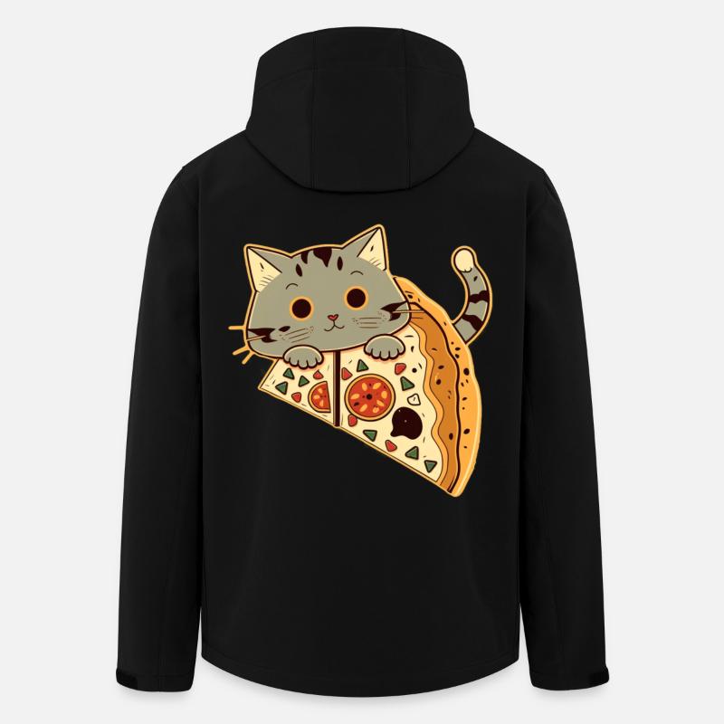 Pizza avec chat - Veste softshell homme en polyester recyclé Stanley/Stella - noir