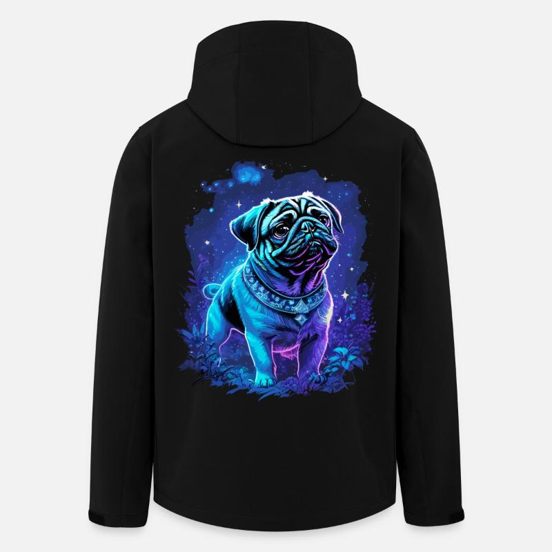 Mystischer süßer Mops Hund - Recycelte Männer Softshell-Jacke von Stanley/Stella - Schwarz