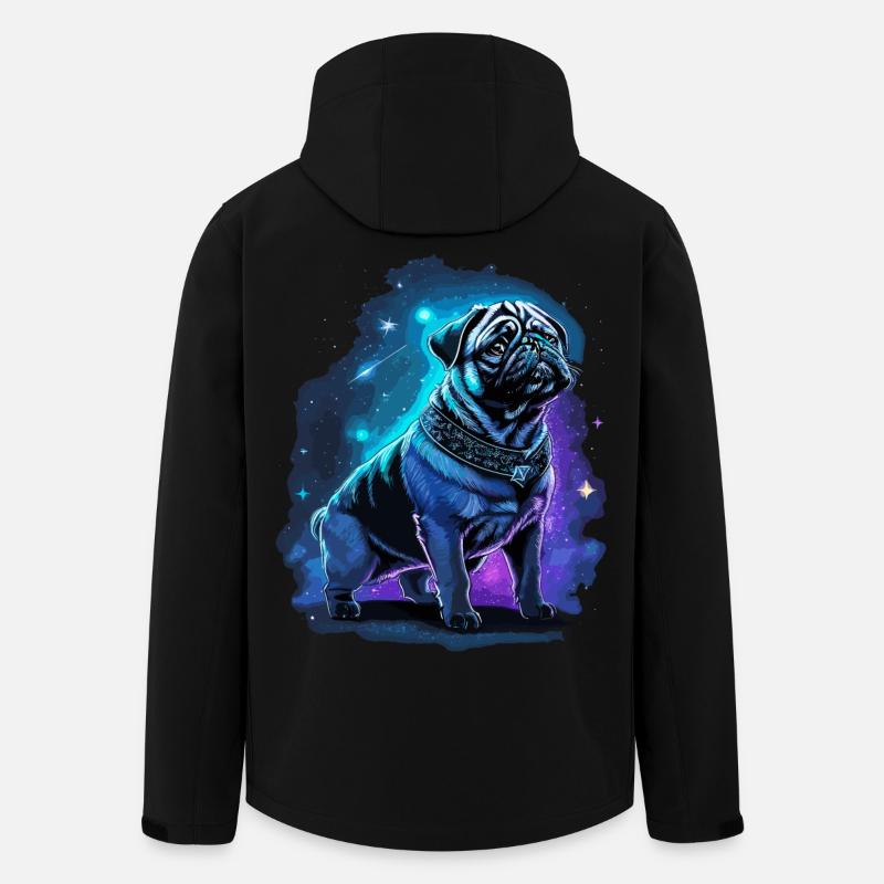 Neon Pug Dog Midnight Magic - Men’s Recycled Softshell Jacket by Stanley/Stella - black