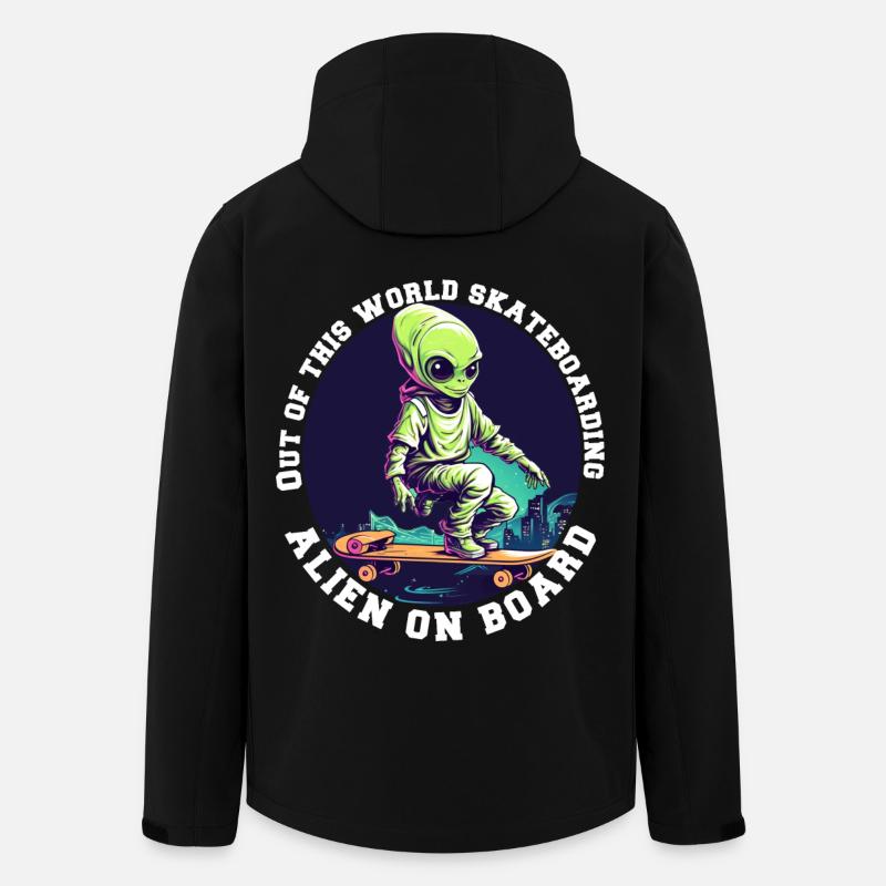 Alien auf Skateboard mit Schriftzug - Recycelte Männer Softshell-Jacke von Stanley/Stella - Schwarz