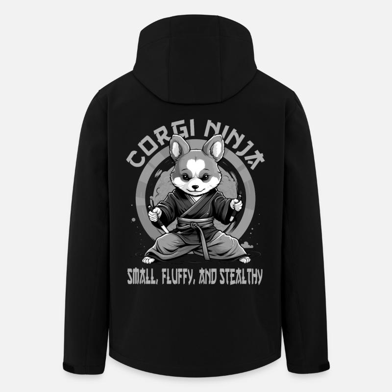Ninja-Corgi Hund mit Schriftzug - Recycelte Männer Softshell-Jacke von Stanley/Stella - Schwarz