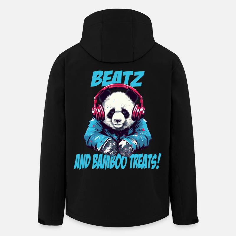 Panda DJ - Recycelte Männer Softshell-Jacke von Stanley/Stella - Schwarz