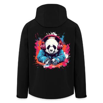 Panda as Dj - Men’s Recycled Softshell Jacket by Stanley/Stella - black - Back - AI Model Male 185 light (185cm)