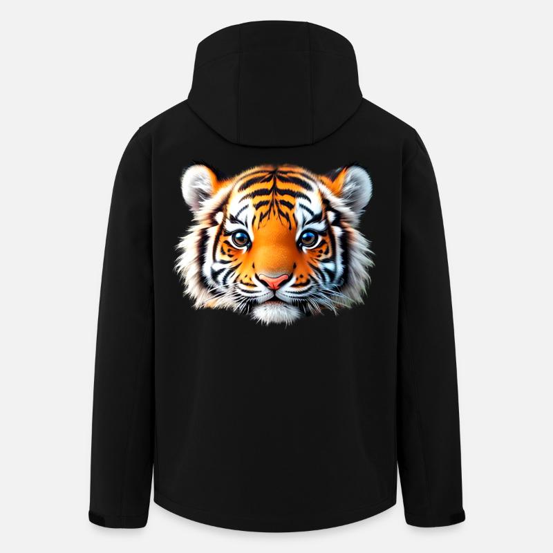 Tiger Baby Kopf - Recycelte Männer Softshell-Jacke von Stanley/Stella - Schwarz