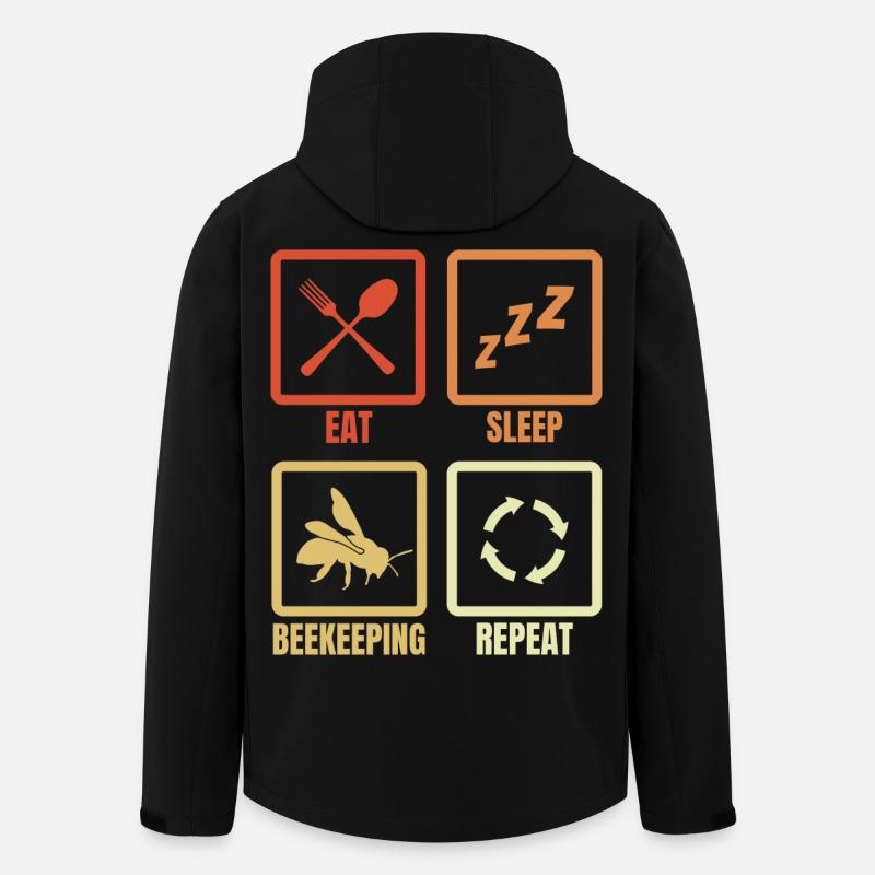 Manger Dormir Apiculture Répéter - Veste softshell homme en polyester recyclé Stanley/Stella - noir