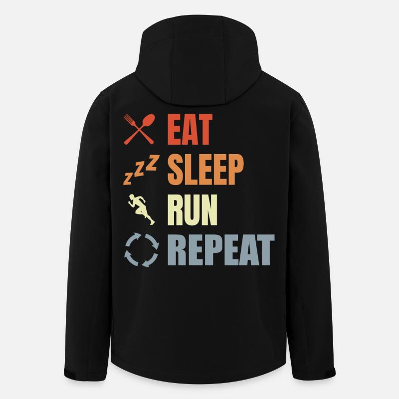 Manger, dormir, courir, répéter - Veste softshell homme en polyester recyclé Stanley/Stella - noir