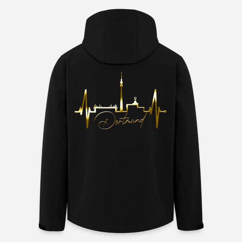 Dortmund Skyline Herzschlag Stadion Fan Dortmunder - Recycelte Männer Softshell-Jacke von Stanley/Stella - Schwarz