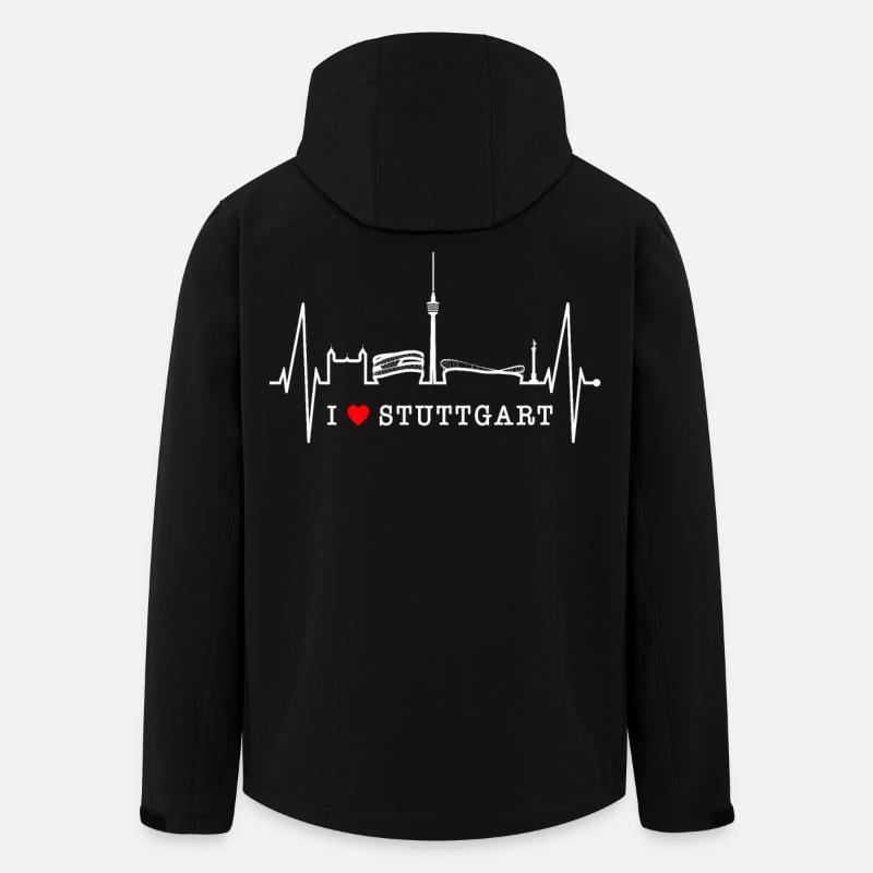 Stuttgart Skyline Herzschlag Herz Stuttgarter Fan - Recycelte Männer Softshell-Jacke von Stanley/Stella - Schwarz
