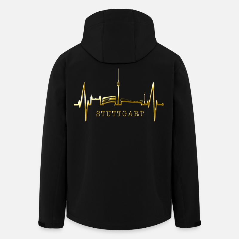 Stuttgart Skyline Herzschlag Herz Stuttgarter Fan - Recycelte Männer Softshell-Jacke von Stanley/Stella - Schwarz