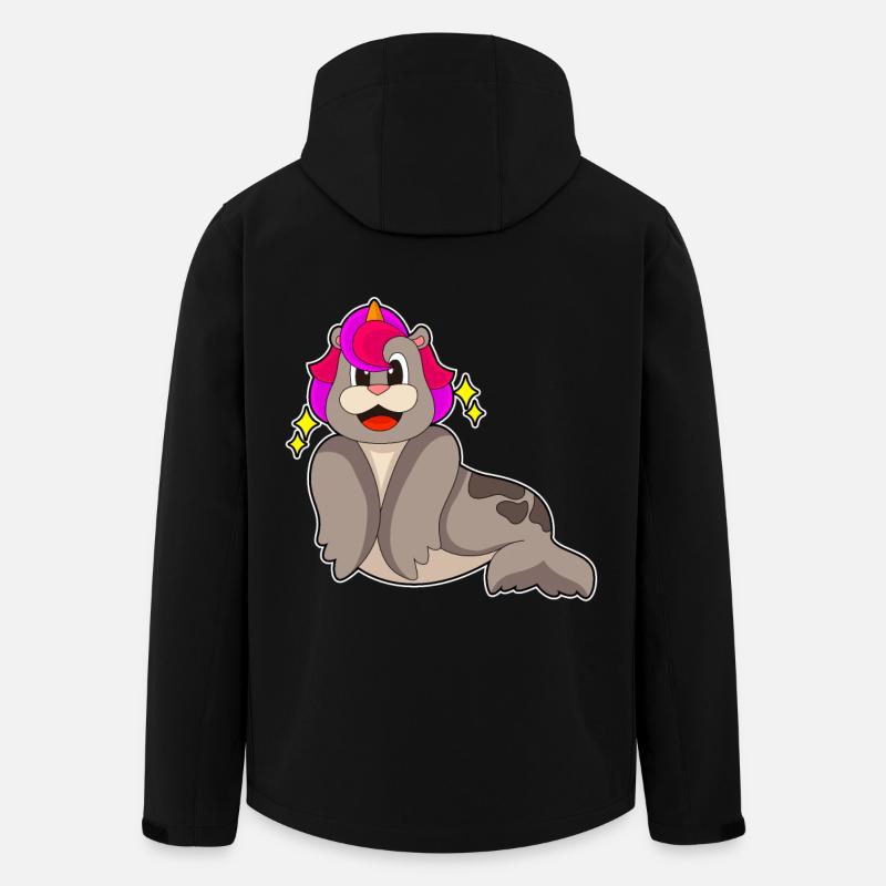 Seehund Einhorn - Recycelte Männer Softshell-Jacke von Stanley/Stella - Schwarz