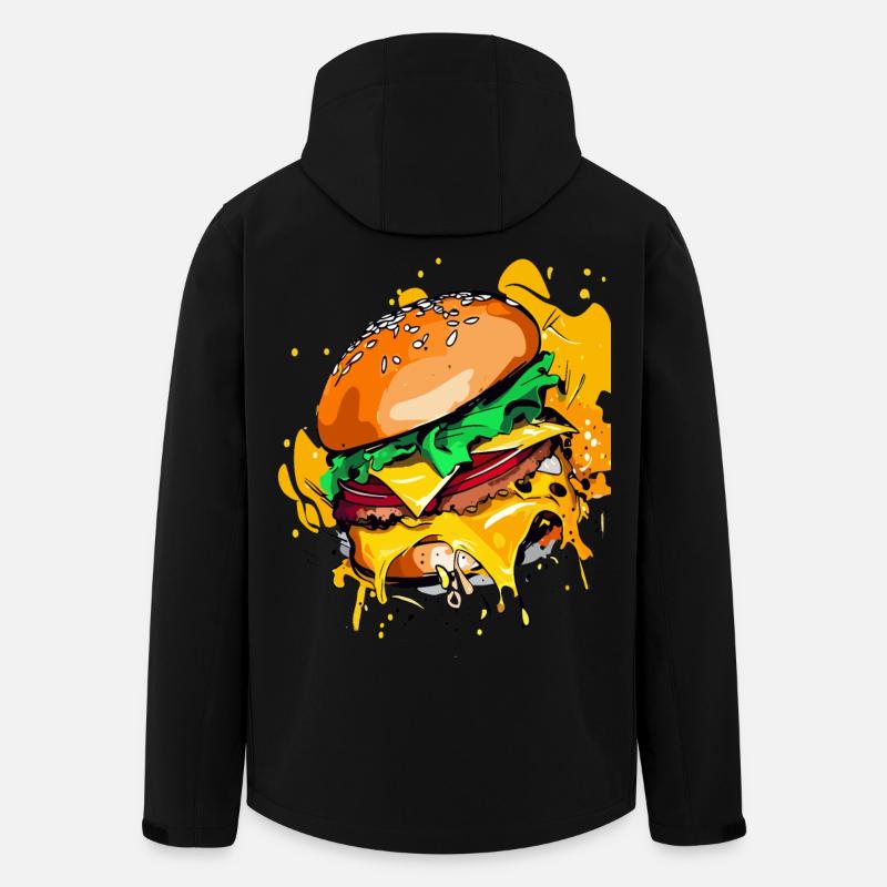 Burger au fromage supplémentaire Cheeseburge - Veste softshell homme en polyester recyclé Stanley/Stella - noir