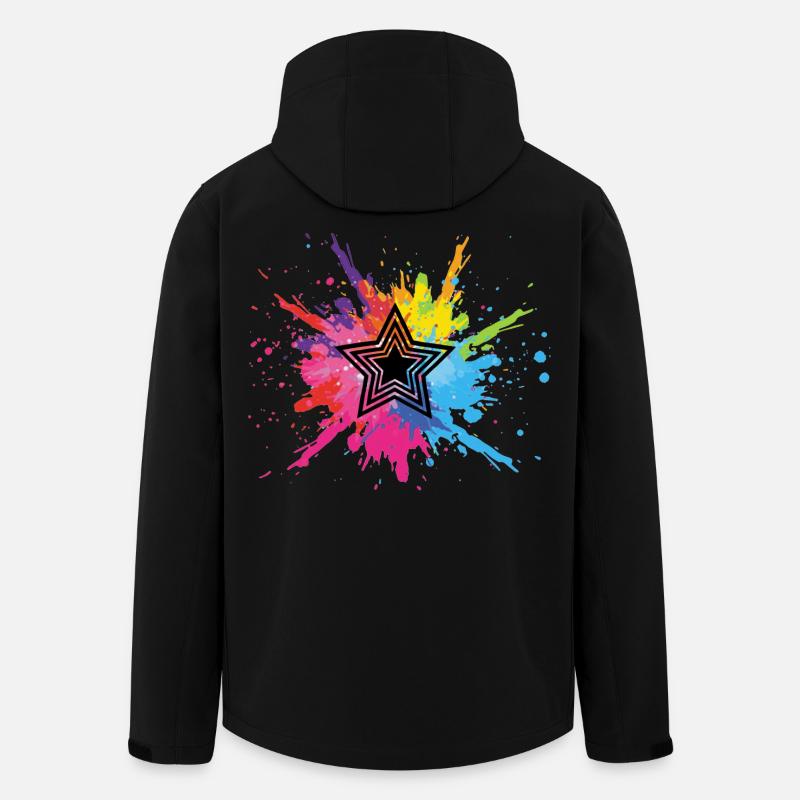 Schwarzer Stern und mehrfarbige Explosion - Recycelte Männer Softshell-Jacke von Stanley/Stella - Schwarz