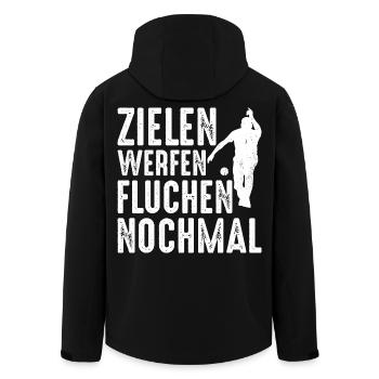 Zielen Werfen Fluchen Nochmal Spruch Bouler - Recycelte Männer Softshell-Jacke von Stanley/Stella - Schwarz - Hinten - AI Model Male 185 light (185cm)