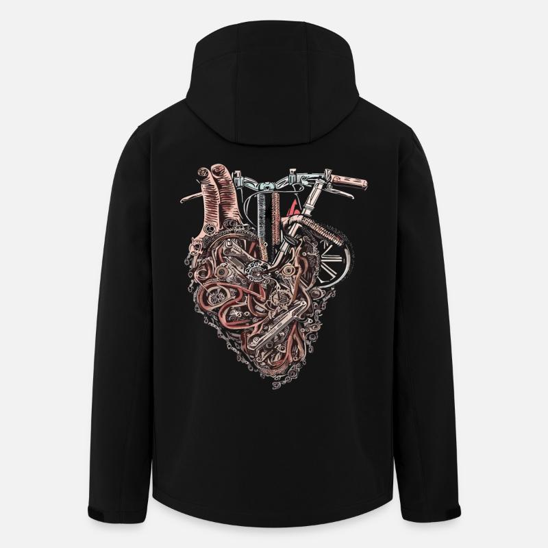 Machines mécaniques deux-roues coeur - Veste softshell homme en polyester recyclé Stanley/Stella - noir
