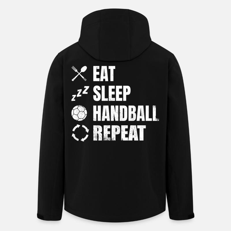 Food, sleeping, handball, repeating - Men’s Recycled Softshell Jacket by Stanley/Stella - black