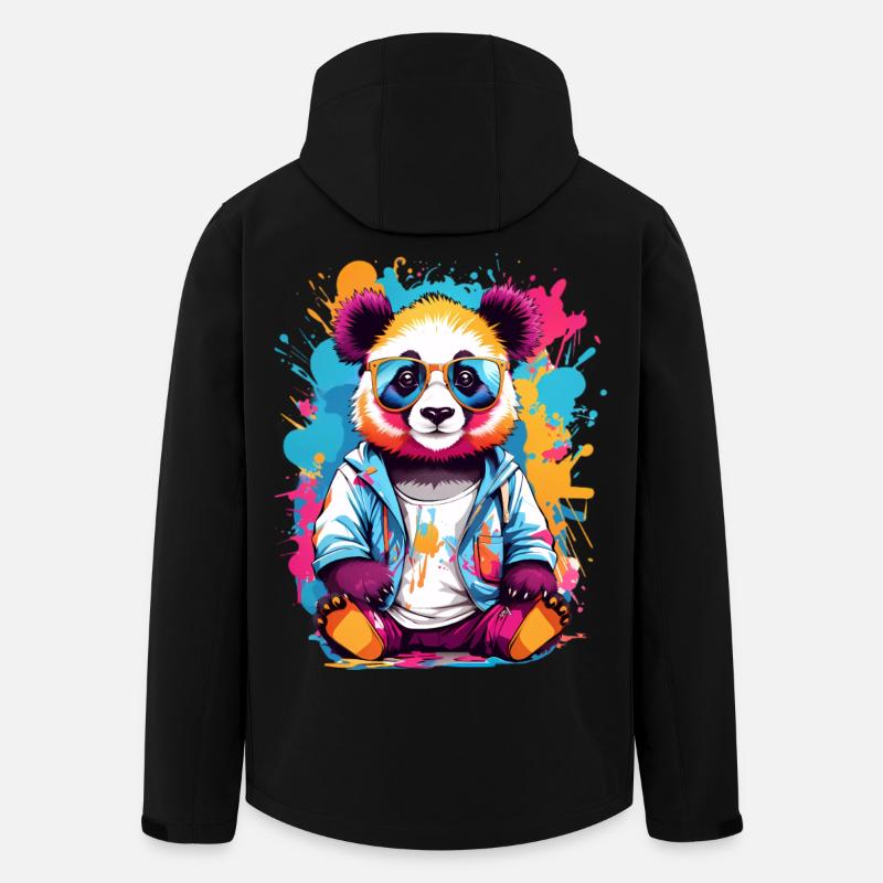 Panda Bär - Recycelte Männer Softshell-Jacke von Stanley/Stella - Schwarz