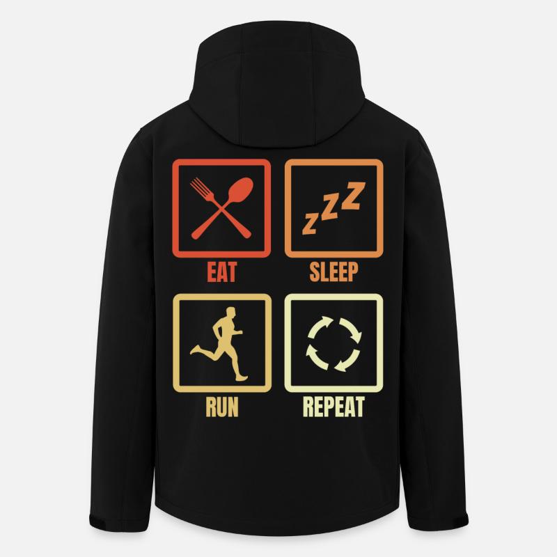 Eat Sleep Run Repeat - Recycelte Männer Softshell-Jacke von Stanley/Stella - Schwarz