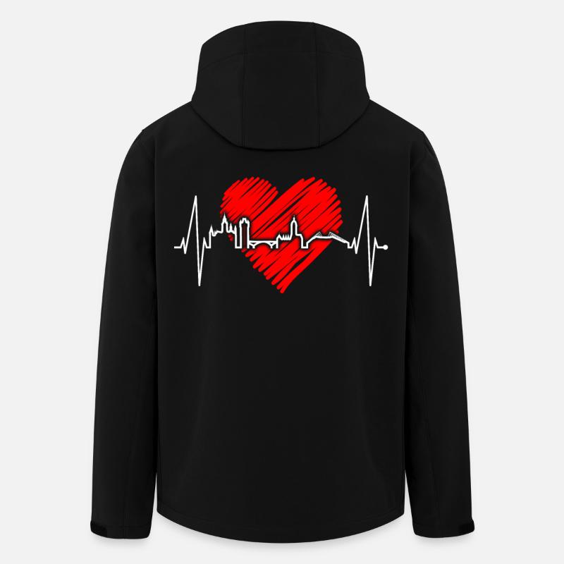 Mainz Skyline Herzschlag Fan Herz Liebe Mainzer - Recycelte Männer Softshell-Jacke von Stanley/Stella - Schwarz