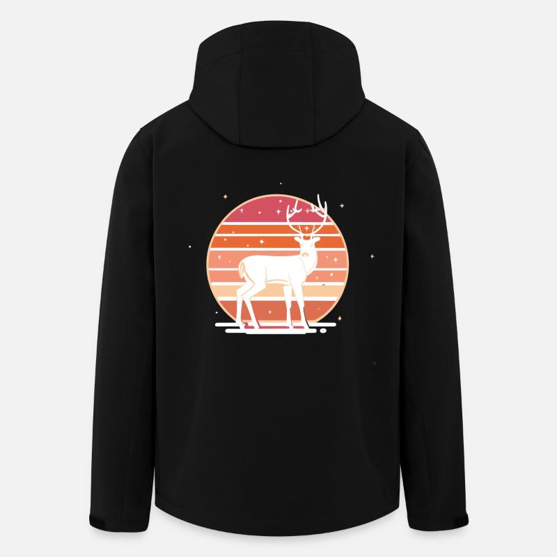 Retro Sunset Deer - Recycelte Männer Softshell-Jacke von Stanley/Stella - Schwarz