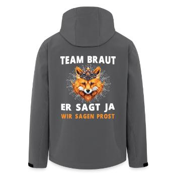 Hochzeit Junggesellenabschied Fuchs Bräutigam - Recycelte Männer Softshell-Jacke von Stanley/Stella - Anthrazit - Hinten - AI Model Male 185 light (185cm)
