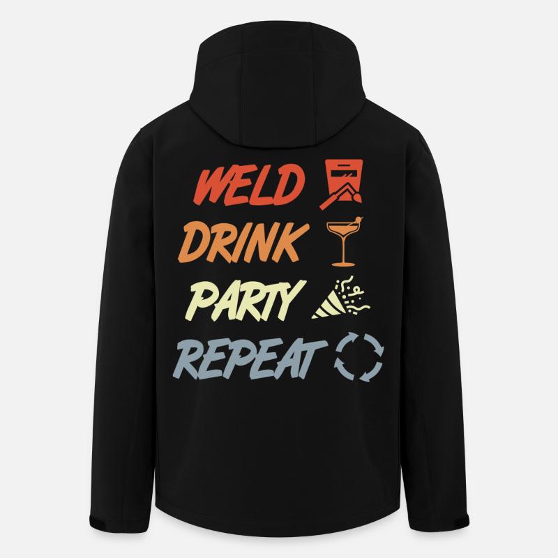 Weld Drink Party Repeat - Recycelte Männer Softshell-Jacke von Stanley/Stella - Schwarz