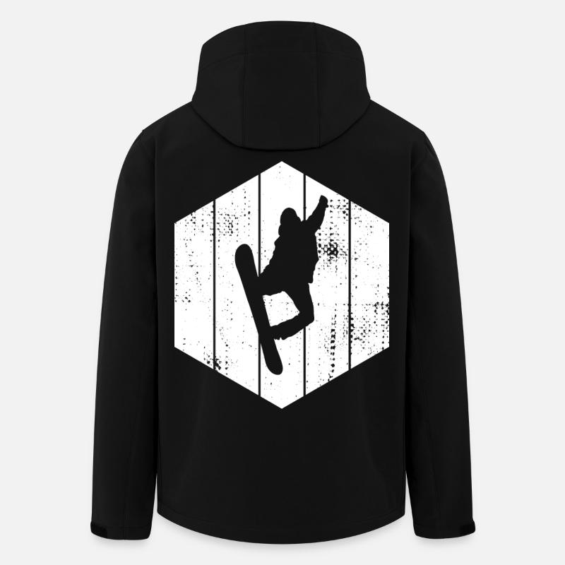 Dessin de snowboarder - Veste softshell homme en polyester recyclé Stanley/Stella - noir