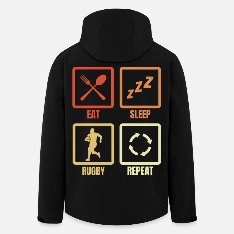 Eat Sleep Rugby Répéter - Veste softshell homme en polyester recyclé Stanley/Stella - noir