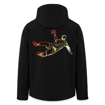 Retro Handball Player - Men’s Recycled Softshell Jacket by Stanley/Stella - black - Back - AI Model Male 185 light (185cm)