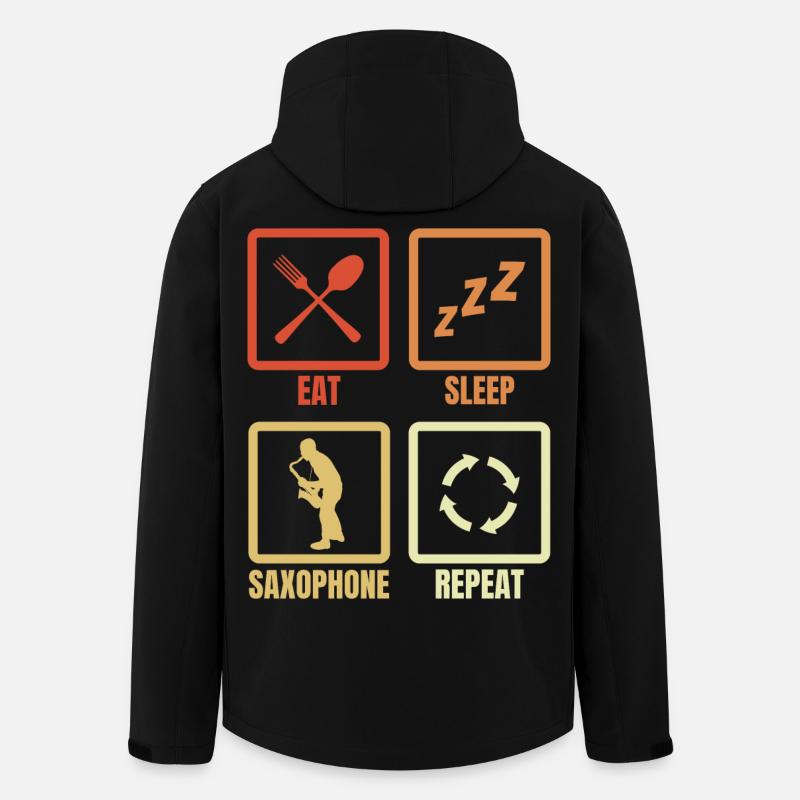 Eat Sleep Saxophone Répéter - Veste softshell homme en polyester recyclé Stanley/Stella - noir